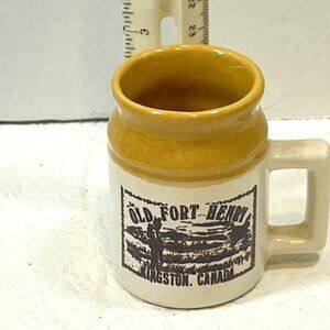 VTG Old Fort Henry Kingston, Canada 3 oz Trappers Mini Ceramic Shot Mug 3"Tall